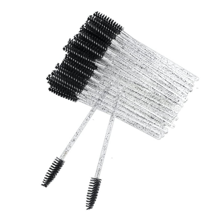 100PCS Silicone Mascara Wand Brush,Eyebrow Spoolie Brush Disposable Eyelash  Brush Wands for Eyelash Extensions (Transparent Black)
