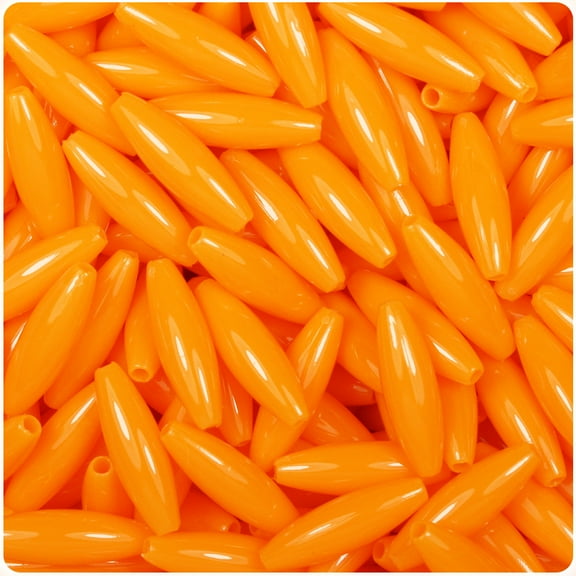 BeadTin Orange Opaque 19mm Spaghetti Craft Beads (150pcs)