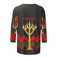 thumbnail image 4 of QUNYINEY Kwanzaa Women Tshirts 3/4 Sleeve Crew Neck Tops Pullover Loose Fit Holiday Graphic Tees, 4 of 5