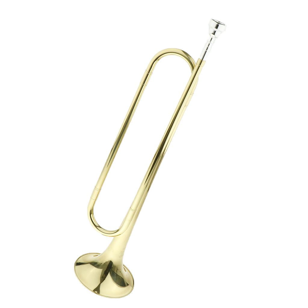 LeeQinersw Durable Brass Youth Kids Students Mini Marching Bugle Trumpet Golden, B Key