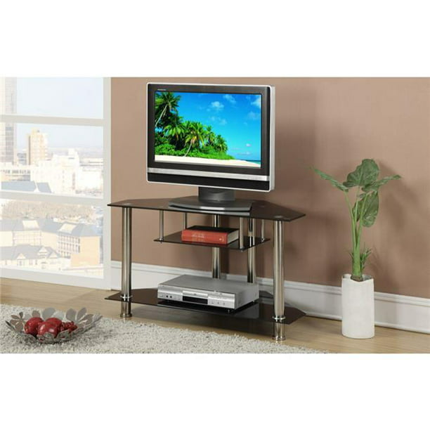 20 x 40 x 18 in. Metal & Glass TV Stand with Shelves ...