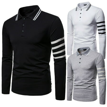 SUNSIOM Men's Slim Fit Polo Shirts Long Sleeve Casual Golf T-Shirt Tops Tee Button
