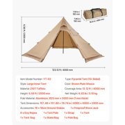 KFFKFF Portable 4-Person Hot Tent with Stove Jack, Durable Shelter for All-Season Camping, Lightweight Tipi Design for Hiking, Fishing, Backpacking, Medium Size