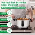 thumbnail image 2 of Vesteel 6 QT Stock Pot, Tri-Ply Bottom Stainless Steel Cooking Pot with Visible Lid, Induction Soup Pot Compatible with All Stoves, Stockpot for Stewing Simmering Boiling, Dishwasher Safe, 2 of 7