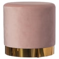 thumbnail image 1 of Modern Round Velvet Fabric Standard Ottoman Stool with Gold Base, Pink, 1 of 7