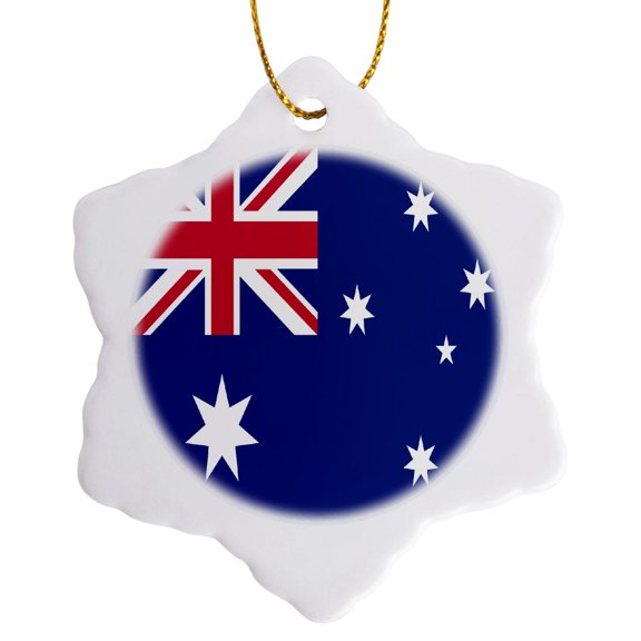 Australian Flag, 3 inch Snowflake Porcelain Ornament