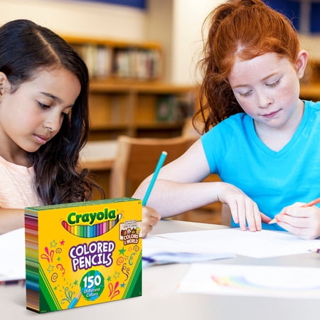 CRAYOLA COLORED PENCIL SET, COLORS OF THE WORLD, 150 CT, BACK TO SCHOOL SUPPLIES, COLORING GIFTS FOR KIDS, AGES 5+