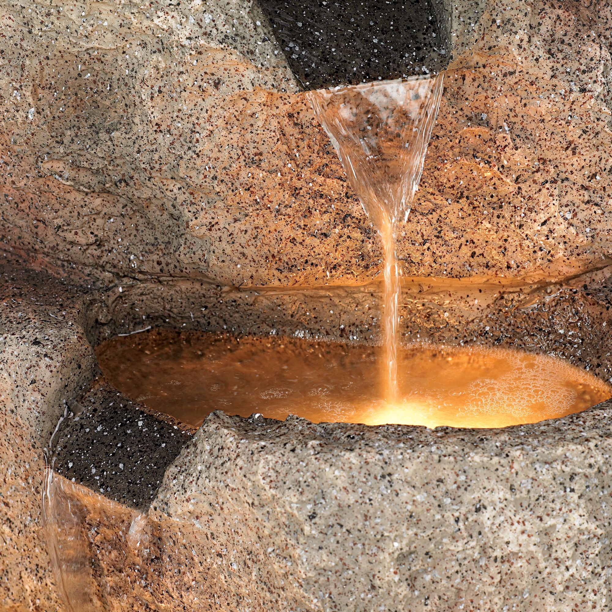 Glacial Rock Zen 30" High Large Rustic Indoor Outdoor Decor Faux Stone Floor Fountain with Light LED Waterfall