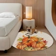 thumbnail image 2 of Round Rugs 7Ft, Fall Thanksgiving Round Area Rug Washable Indoor Throw Carpet, Rustic Orange Pumpkin Harvest Maple Leaf Large Non Slip Circle Rug for Dining Room Playroom Home Decor Aesthetic, 2 of 8