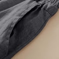 thumbnail image 5 of Women's Cotton Linen Capri Pants with Lace Trim Casual Drawstring Elastic Waist Pants Summer Lightweight Cropped Trousers with Pockets Gray M, 5 of 7