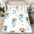 thumbnail image 2 of Erosebridal Manatee Bed Sheets Set Manatee Lovers,Cartoon Funny Manatee Bedding Set,Cute Manatee Floral Sheet Set,Starfish Underwater Sealife Flat Fitted Sheet Manatee Gift,King 4Pcs, 2 of 5