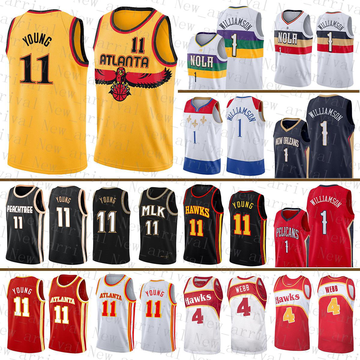 NBA_ New''Orleans''Pelicans''Men Atlanta''Hawks''Men 11 4 Zion Basketball  Jersey Williamson 1 Trae Young Spud Webb 131 