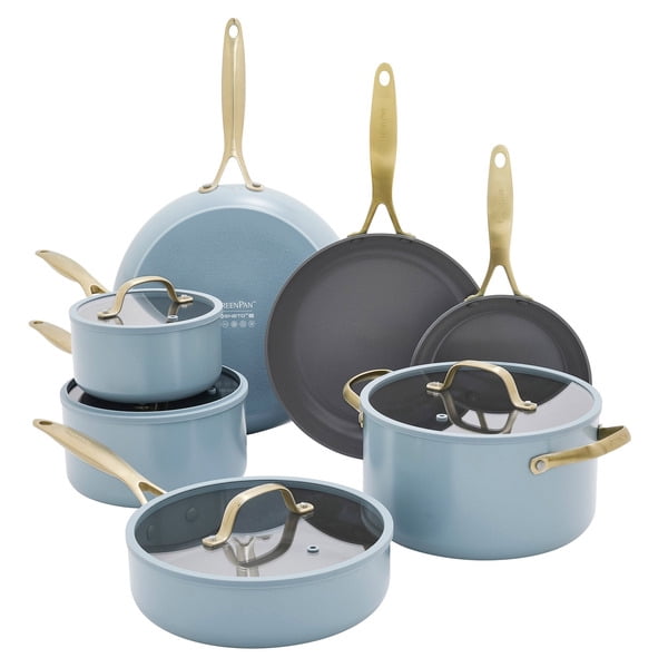 GreenPan Jewel Pro 11-Piece Cookware Set – Ceramic Nonstick, Assorted Colors, Dishwasher Safe