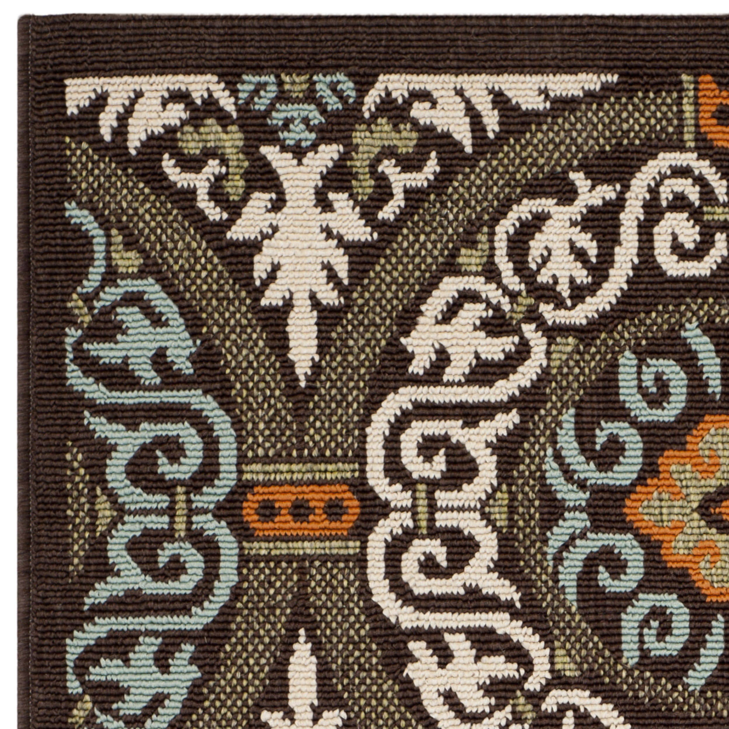 SAFAVIEH Veranda Durga Geometric Indoor/Outdoor Area Rug, 2' x 3'7", Chocolate/Aqua