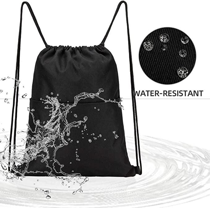 Vorspack Drawstring Backpack Water Resistant String Bag Sports Sackpack Gym Sack with Side Pocket for Men Women 