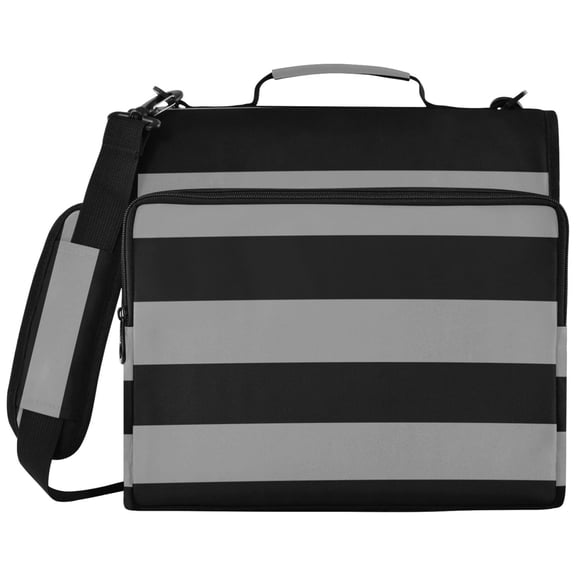 ALAZA Zipper Binder Gray Stripes Pattern 2 inch 3 Ring 500 Sheet Capacity Trapper Keeper File Folder Organizer Bag