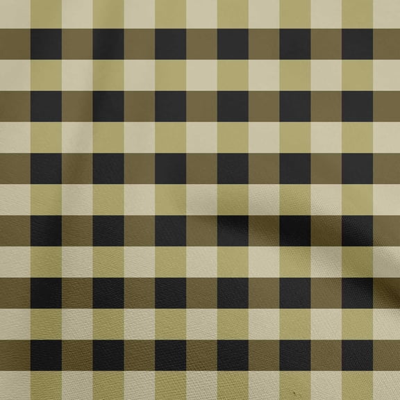 oneOone Cotton Silk Dark Olive Green Fabric Check Sewing Craft Projects Fabric Prints By Yard 42 Inch Wide