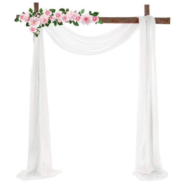 Cenefa de tul blanco para fotografía de fondo de boda, decoración de cortinas de arco de boda blancas, decoración a mano alzada para fotografía, fiesta, boda, cumpleaños, bautizo, 50 x 570 cm (blanco)