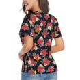 thumbnail image 3 of Wukai Red Rose Flower Classic V-Neck T-Shirt for Women: Comfortable, Stylish, and Versatile Wardrobe Essential-3X-Large, 3 of 7