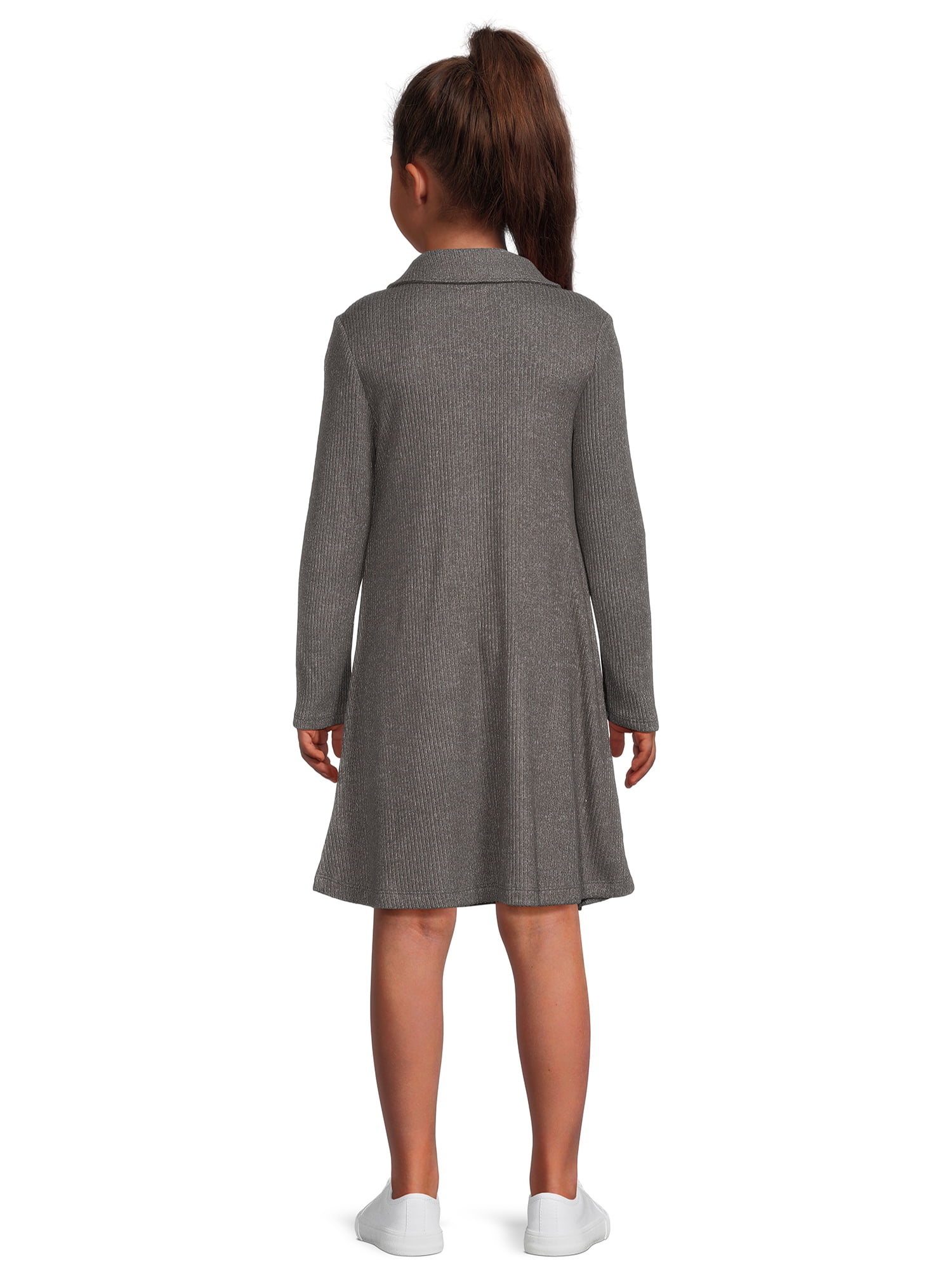 Wonder Nation Girls Long Sleeve Collared Dress, Sizes 4-18 & Plus