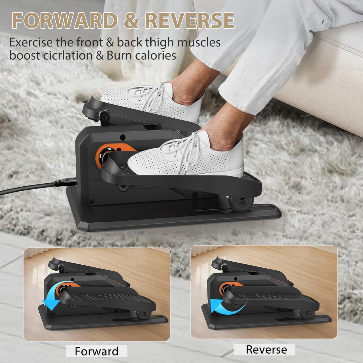 Under Desk Elliptical Machine with 15 Speeds & Remote Control, Quiet Electric Seated Pedal Exerciser for Office Home Seniors