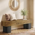 thumbnail image 4 of Tribesigns 63“ Long Entryway Bench, Farmhouse Wooden Dining Bench, Indoor End of Bed Bench, Brown & Black, 4 of 9