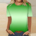 thumbnail image 2 of Womens Tops Trendy Plus Size Gradient Short Sleeve Shirts for Women Crew Neck Casual Loose Summer T-Shirts (Green XXL), 2 of 4