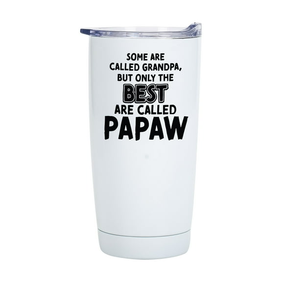 #1 Papaw Classic White 20 Ounce Stainless Steel Travel Tumbler Mug With Lid