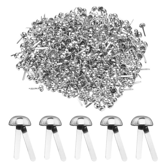 Uxcell 500pcs Brads Paper Fasteners, 6mm x 13mm Metal Paper Crafts Brads, Small Round Brass Split Pins, Silver