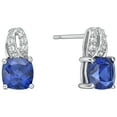 thumbnail image 2 of Jay Heart Designs 925 Sterling Silver Created Sapphire and Created White Sapphire Earrings, 2 of 2
