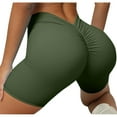 thumbnail image 5 of Tuphregyow Women's Solid Back V Shaped Sports Fitness Running Yoga Shorts Hiking Stretchy Athletic Workout Comfy Yoga Shorts Tights Design Army Green M, 5 of 5