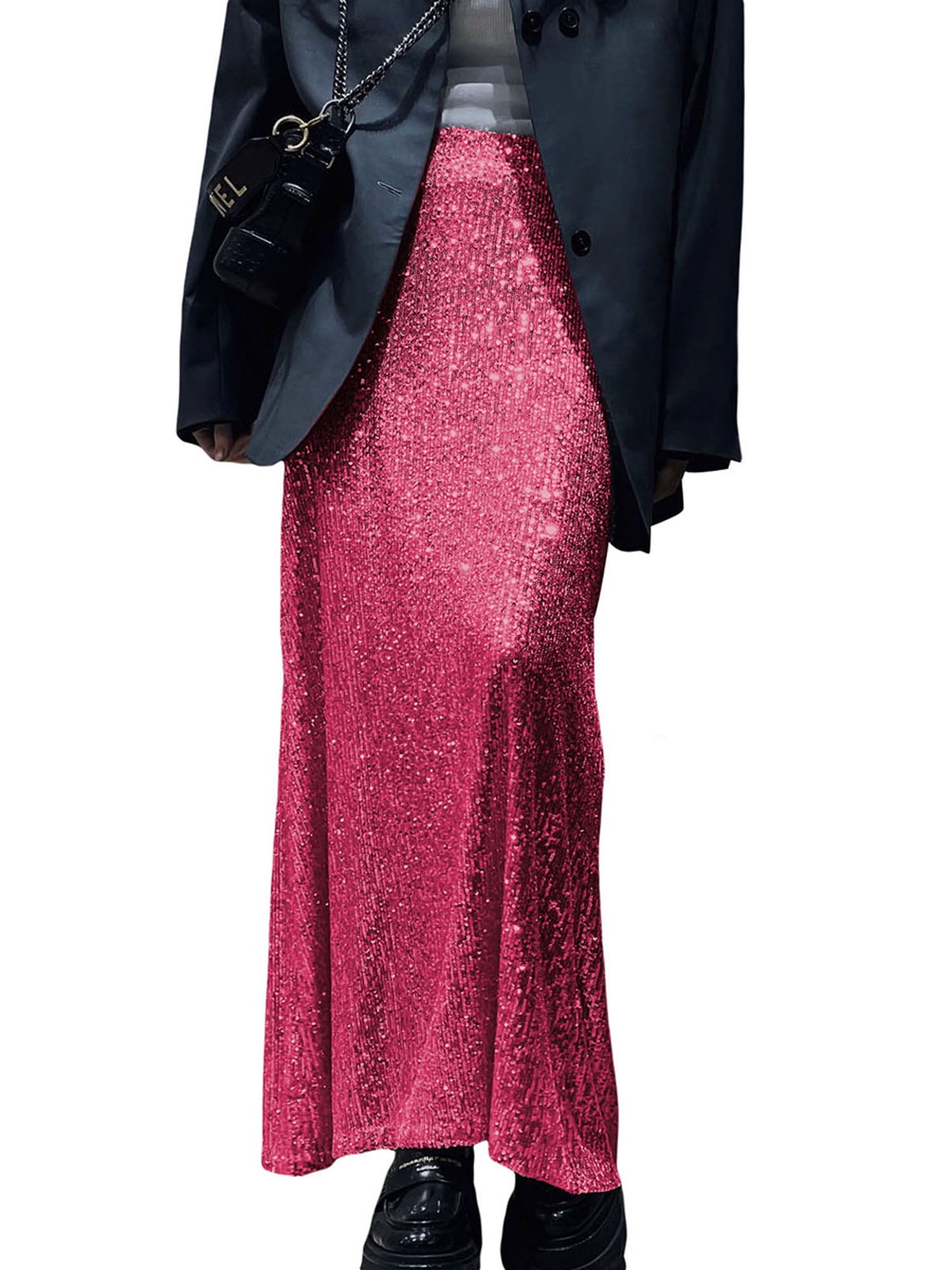 High Waist Party Sequin Midi Skirt