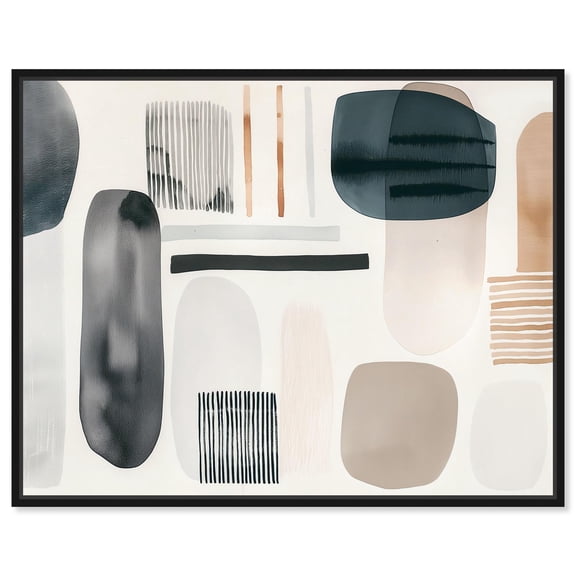 Art Remedy Midcentury Shape Art Canvas, 20" x 16", Black Frame, Floating Shapes I