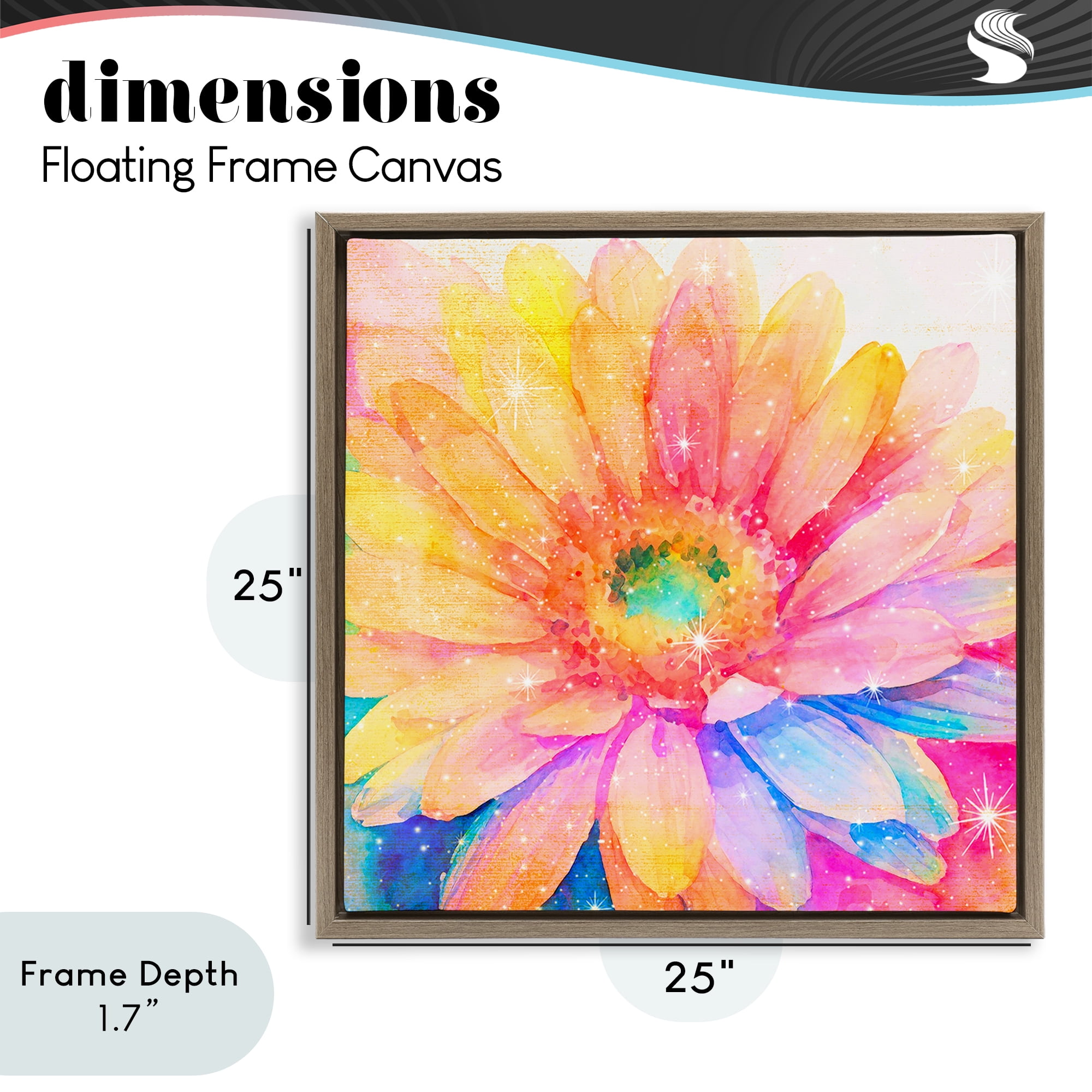 Stupell Industries Bloomtopia Shimmer Blossom Brown Framed Floater Canvas Wall Art, design by Vibelicious
