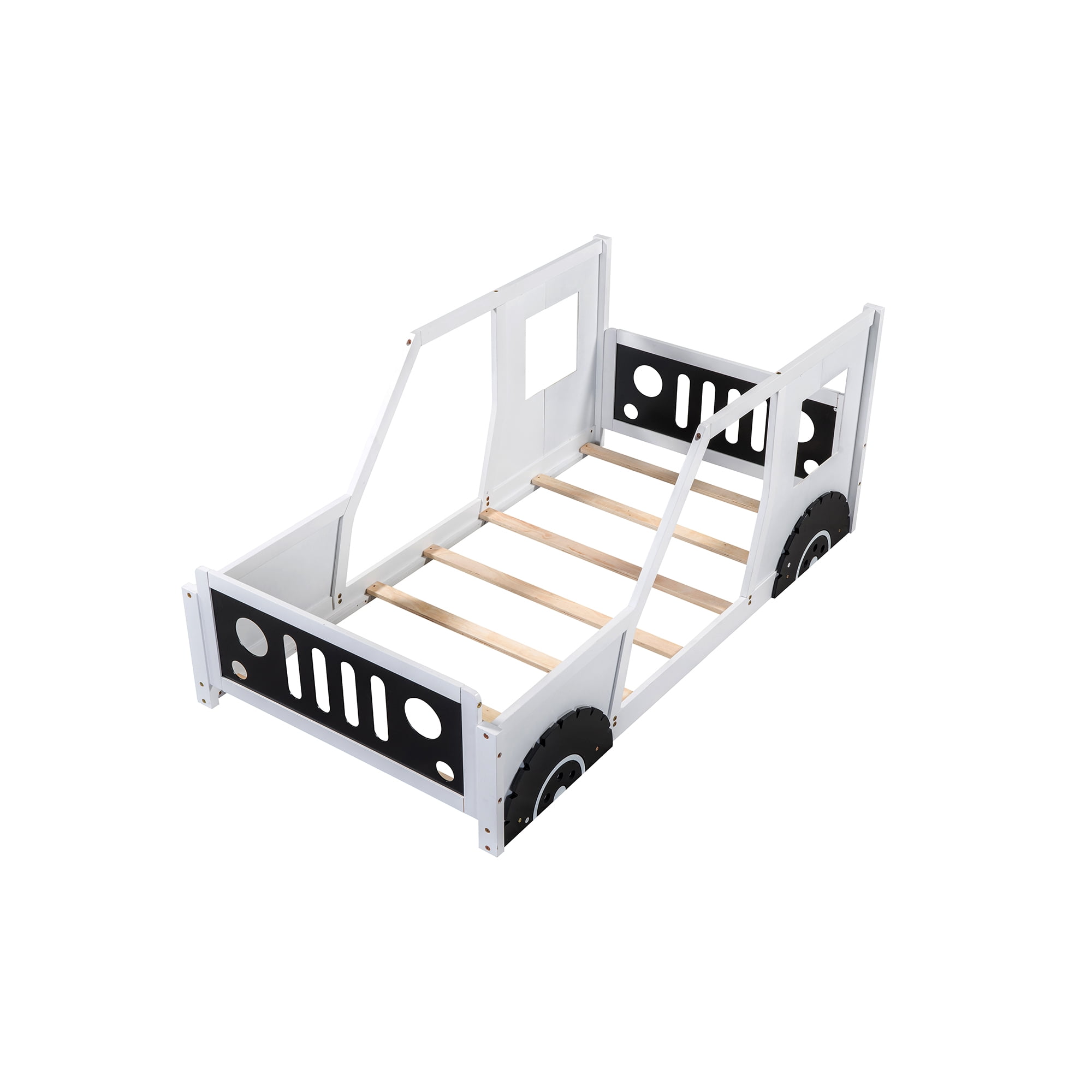 Bellemave Black Twin Size Car-shaped Platform Bed for Bedroom Living Room, Twin Size Wood Daybed with Car-shaped Appearance for Teen