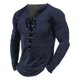 thumbnail image 1 of Men's Outdoor Vintage Lace-up Hooded Long-sleeved T-shirt Autumn Plain Casual Top M, 1 of 3