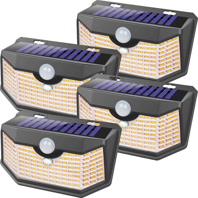 Luces solares de pared para exterior HMCITY 120 LED con sensor de movimiento IP65