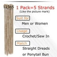thumbnail image 4 of SEGO 6 Inch Short Dreadlocks Extensions 5 strands Soft Handmade Faux Locs Crochet Dreads Hairpieces for Men Reggae Hip-Pop, 4 of 7