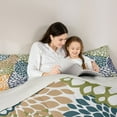 thumbnail image 5 of Homewish Dahlia Botanical Flower Full Size Comforter Sets,Floral Theme Bedding Comforter Set,Orange Green Blue Bedding Sets For Kids,Microfiber Bedroom Decor Reversible,3 Pieces, 5 of 8