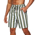 thumbnail image 2 of YgkuHd Men's Striped Casual Shorts Drawstring Elastic Waist Slant Pocket Loose Fit Summer Beach Vacation Shorts (S-XXL),Army Green_XXL, 2 of 6
