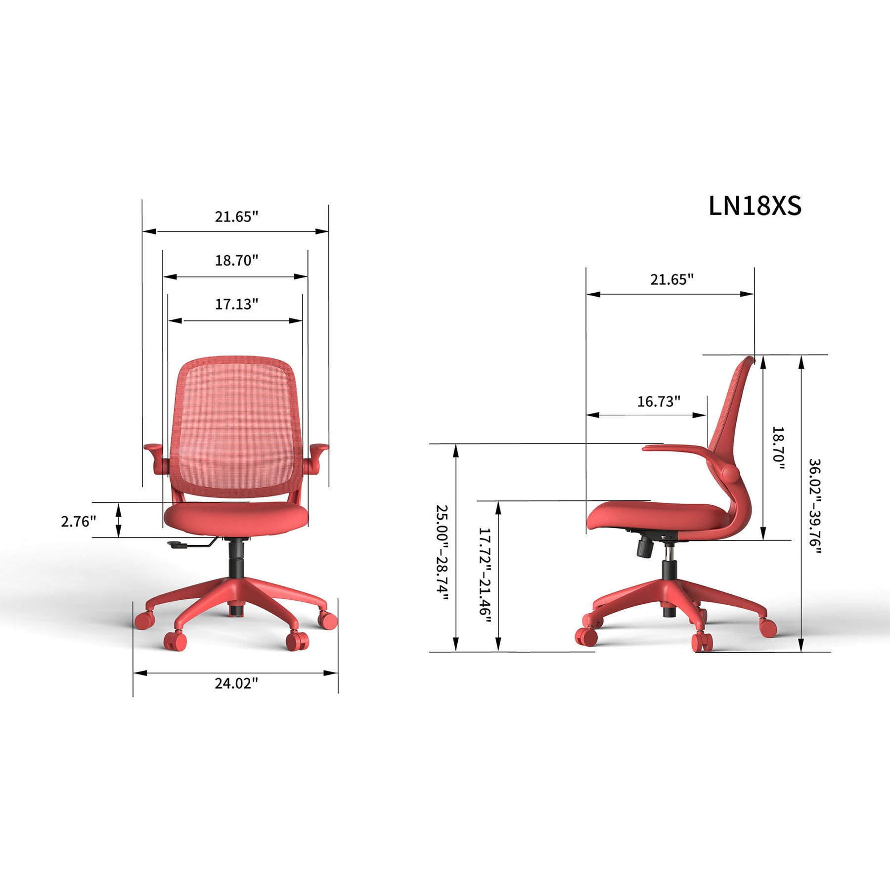 S-HOME Modern Ergonomic Mesh Back Office Chair With Fireproof Nylon Fabric, Rotating Design And Gas Lift For Support, Adjustable Height And Flip-Up Armrests  For Home Offices, Red