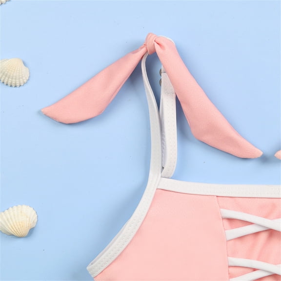 Vedolay Baby Girl Swimsuit Girls One Piece Swimsuits Off Shoulder Bathing Suits for Kids Summer Ruffler Swimwear,Pink 18-24 Months