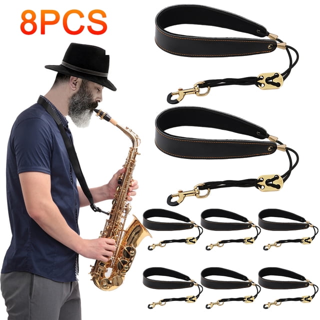 Correa Ajustable para El Cuello Saxofón Con Gancho Acolchada Cuero Suave