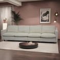 thumbnail image 3 of Modern Beige 4-Seater Fabric Cloud Sofa with Ottoman & Armrest Pockets, for Living Room, 3 of 25