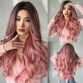 thumbnail image 4 of Synthetic Wig Pink Curly Wavy Wig Long Hairpiece, 4 of 8