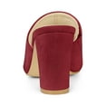 thumbnail image 2 of BLISSFUL STEP Women's Slide Heels Mules Slip on Block Heel Sandals Burgundy 9.5, 2 of 6