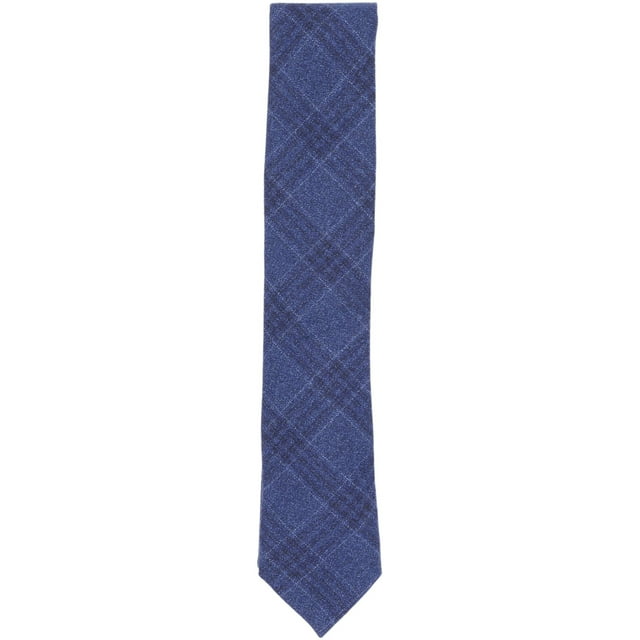 Altea Milano Men's Navy / Light Blue Wool Plaid Necktie - One Size