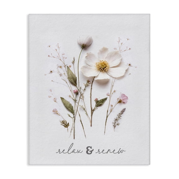 Pressed Flower Relax & Renew Canvas Wall Art, design by Lettered and Lined