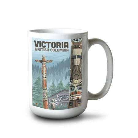 

15 fl oz Ceramic Mug Victoria British Columbia Totem Poles Dishwasher & Microwave Safe