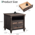 thumbnail image 4 of OKD Farmhouse Nightstand, 3 Drawer Wood Side Table with Charging Station for Bedroom, Living Room, Dark Rustic Oak, 4 of 8